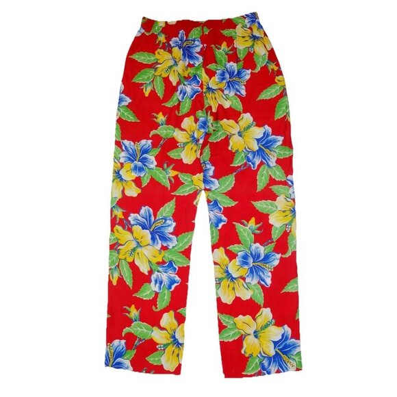 Polo Ralph Lauren Women's Size 10 Pants Red Floral Tropical Hawaiian Aloha $198 - Picture 1 of 6